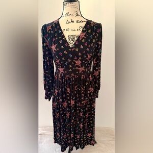 Boden Fixed Wrap Jersey Midi Dress in Multi-Color Star Print NWT sz 8P